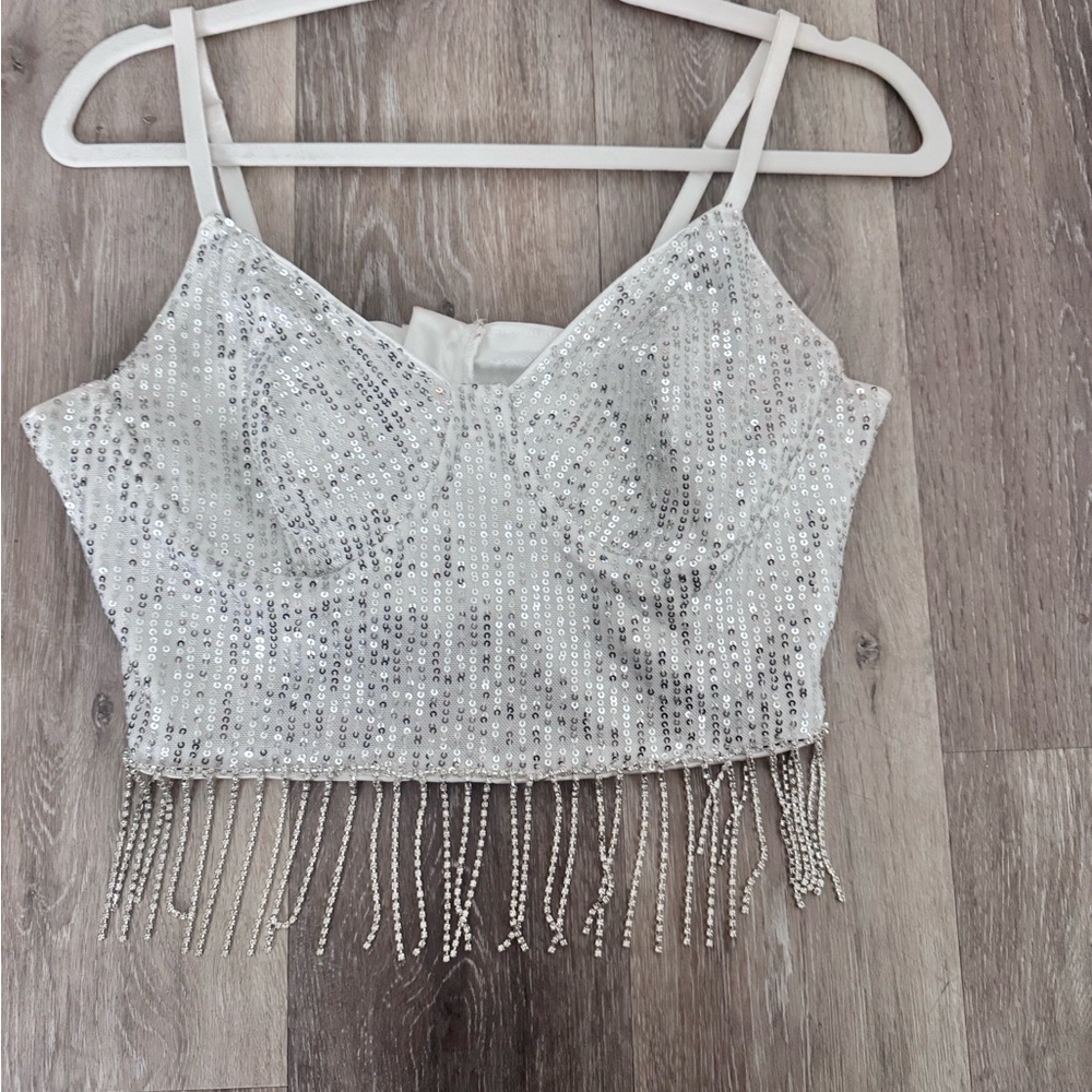 Silver Sequin Crop Top